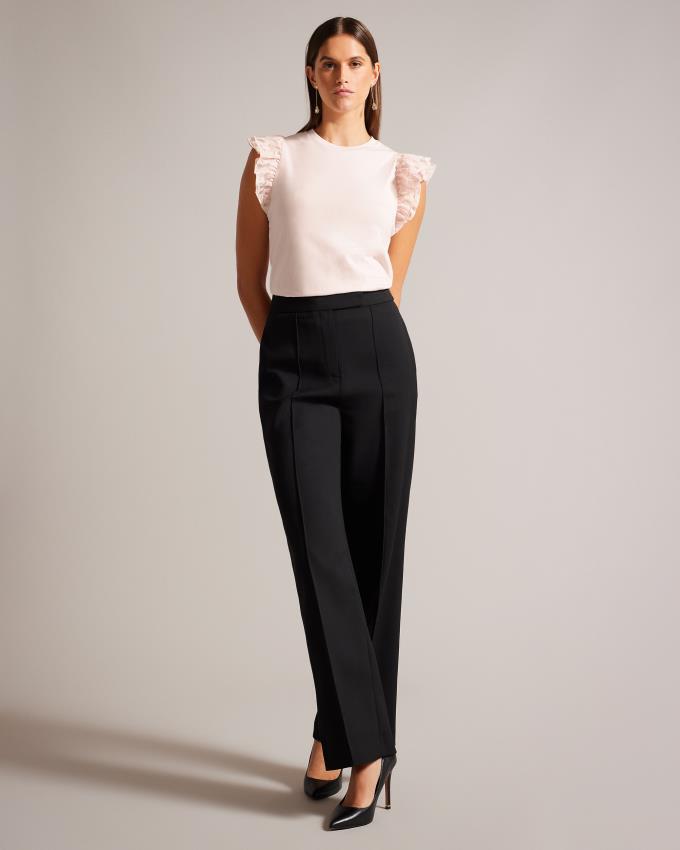 Hauts Ted Baker Cotton With Frill Sleeve Rose Femme | BBU-51465958